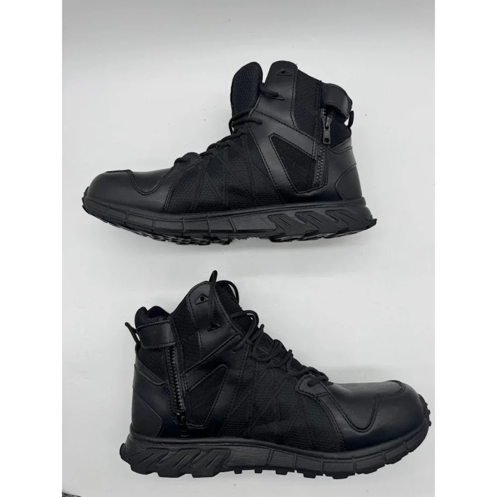 Reebok Tactical Side-Zip Waterproof Duty Boots Mens Black‎ Leather Mesh Size 13